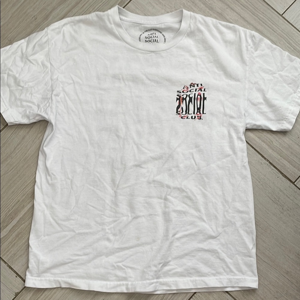 Anti Social Social Club White Tee with Black and Red Logo